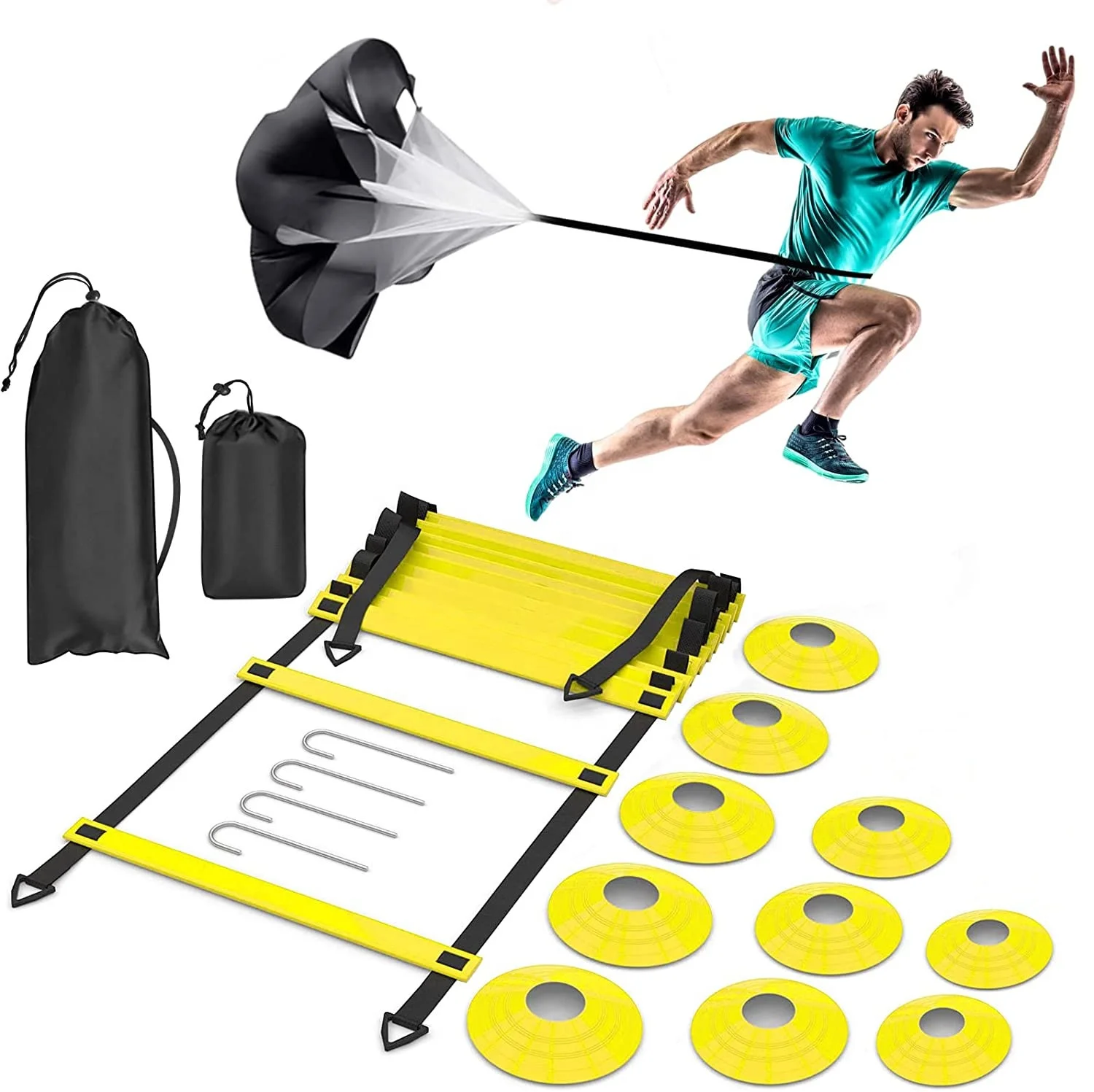 Agility Ladder Für Fußball & Sport – Verstellbare Speed-Leiter Mit Tragetasche, 500 Cm Lang