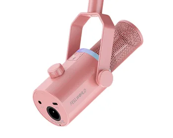 FEELWORLD PM1-P PINK  Podcasting Recording Gaming Live Streaming XLR/USB Dynamic Microphone detail image