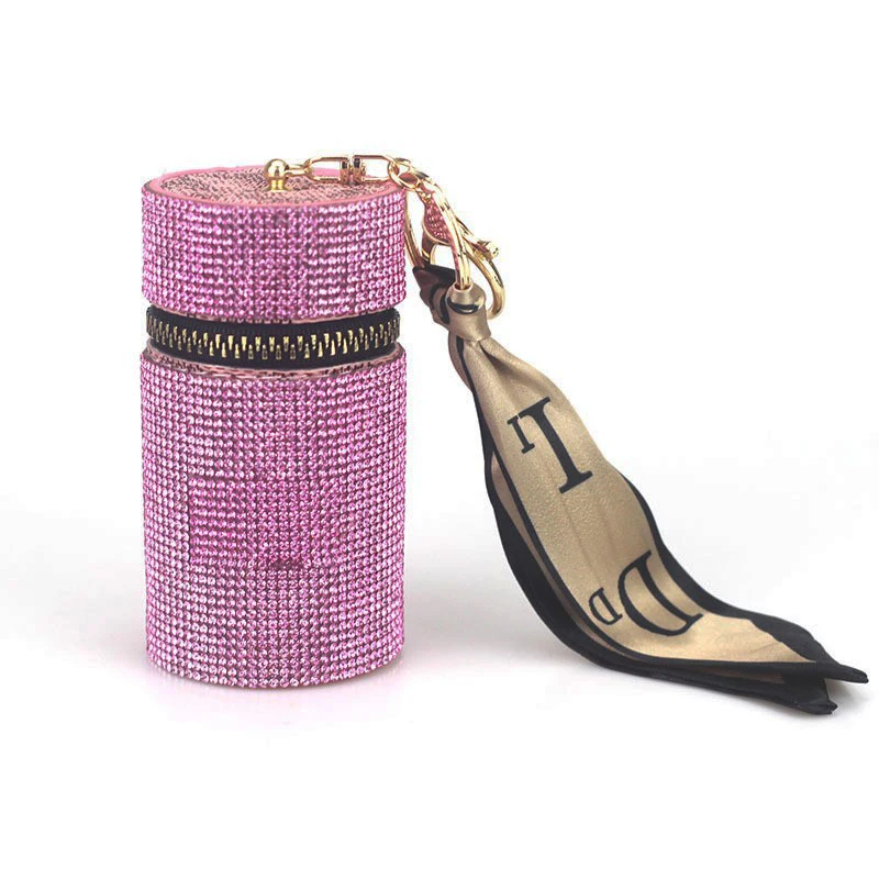 Charm Rhinestone Lipstick Bag Keychain Diamond Design Luxury Bags Mini