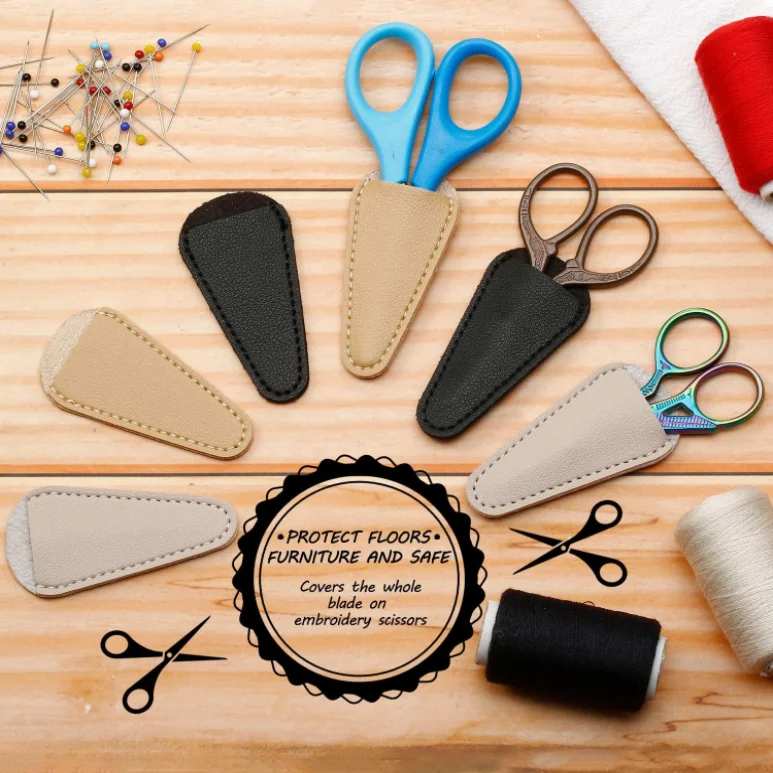 5PCS Scissors Sheath Safety Leather Scissors Cover Protector Colorful  Sewing Scissor Sheath for Embroidery Sewing Accessories