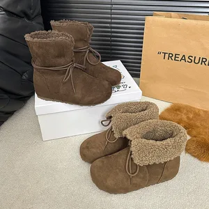 Women's Snow Boots 6CM Height Increasing and Flanked Snow Boots Women's 2026 New Winter Warm Short Boots Cotton Boots