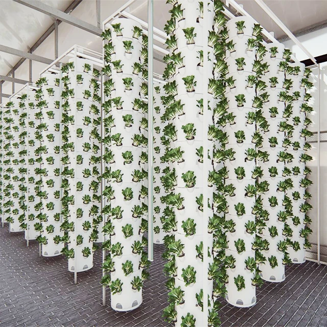 High Quality Eco-friendly Hydroponic Indoor Motorized Rotating Aeroponic Tower Grow Systems with Pump Container Greenhouse Farm