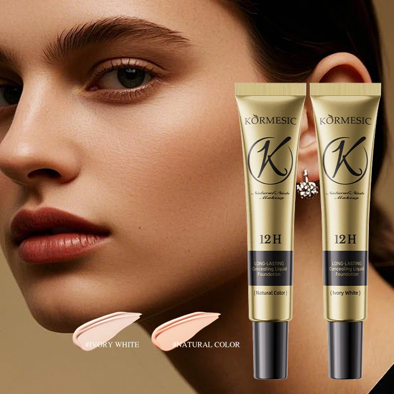 KORMESIC Wholesale 30g Bpom Certified Private Label Makeup Natural Ivory White 12H Long-Lasting Concealing Liquid Foundation