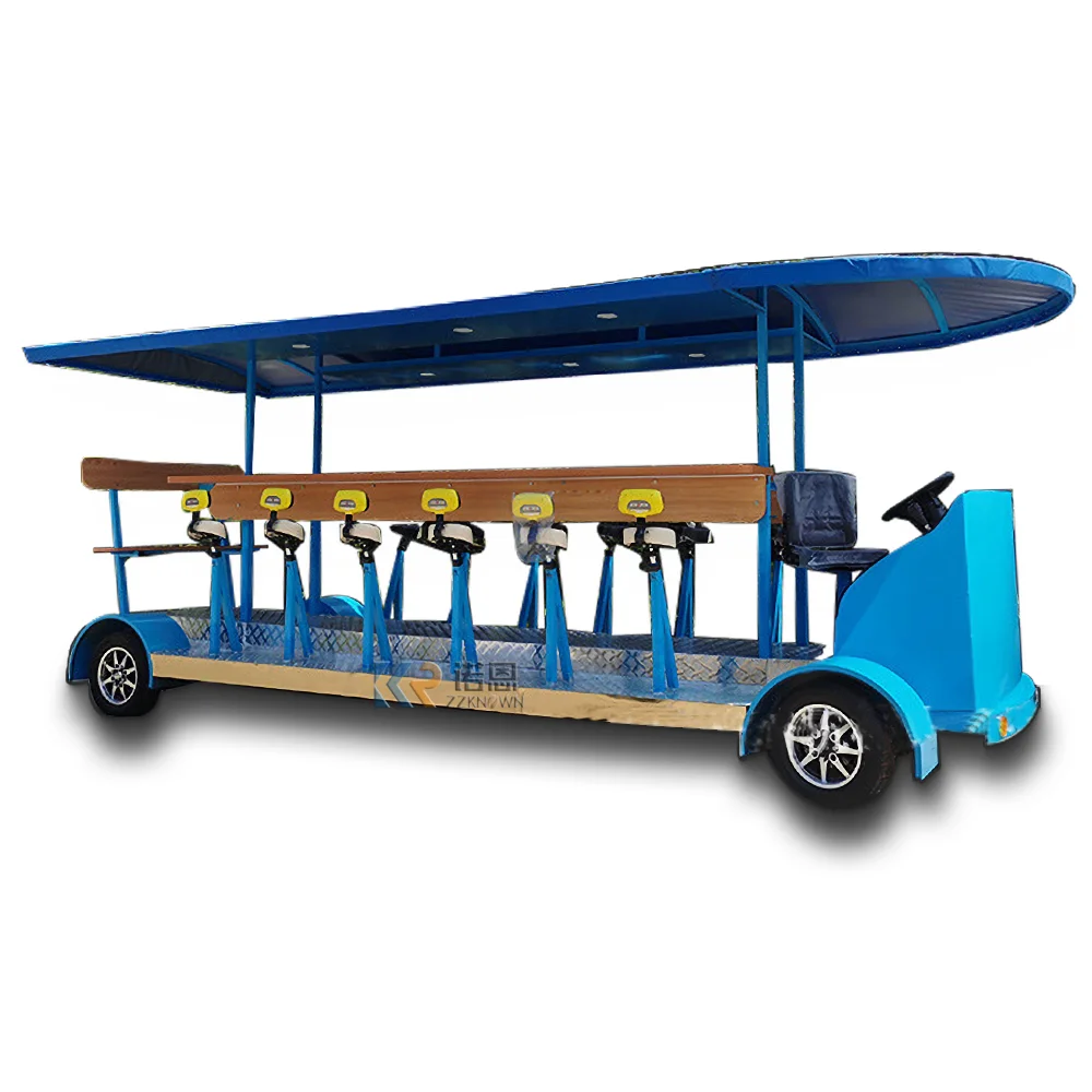 Best Blue Wood Beer Cart Pedal Pub Bike With Dispenser Bar Cycle