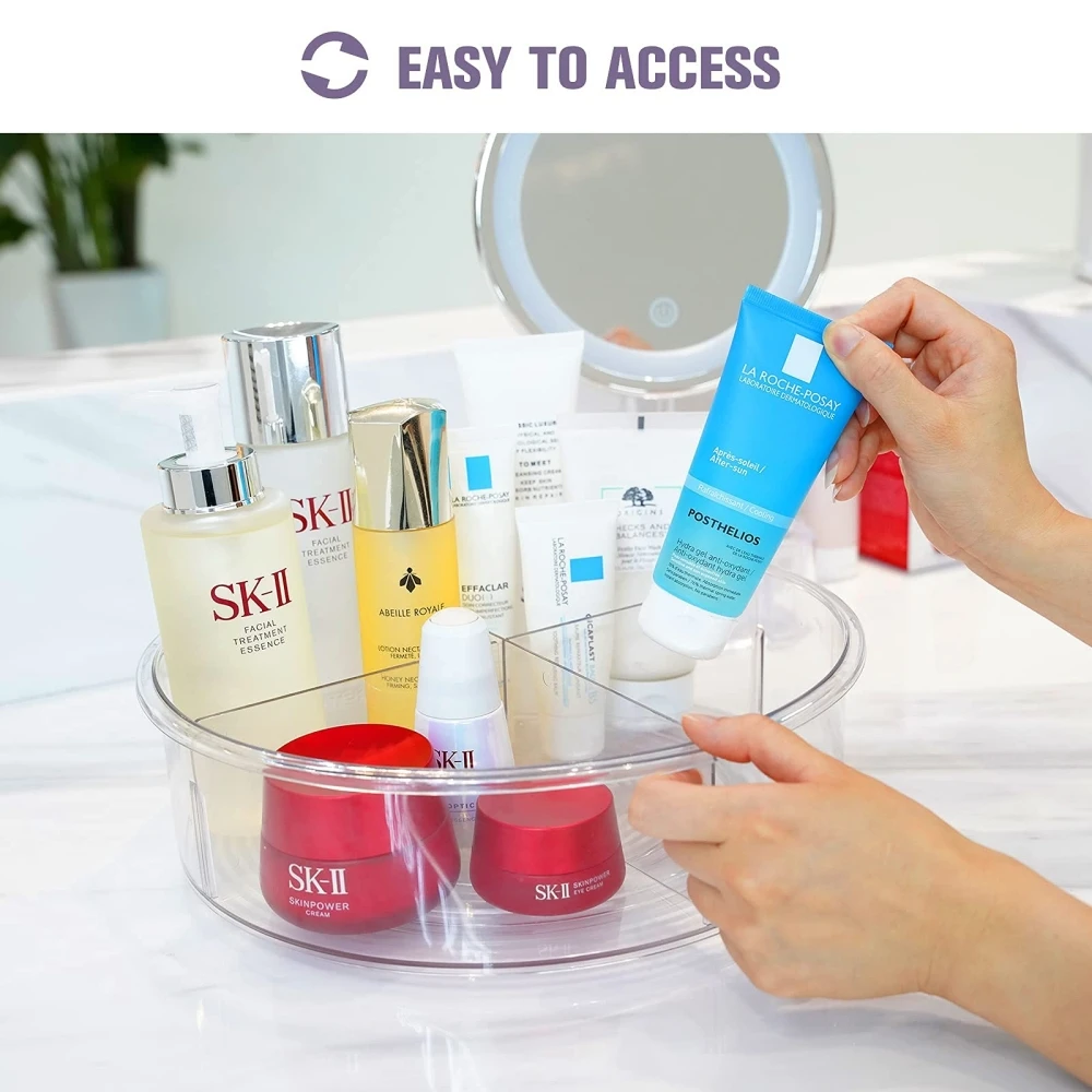 Plastic Round Lazy Susan Turntable With Divider Clear Rotating Lazy