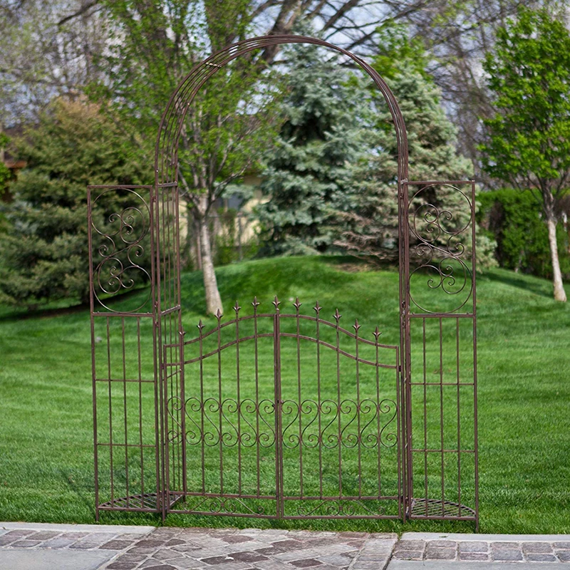 Metal Garden Arbor With Gate For Various Climbing Plant In Outdoor ...