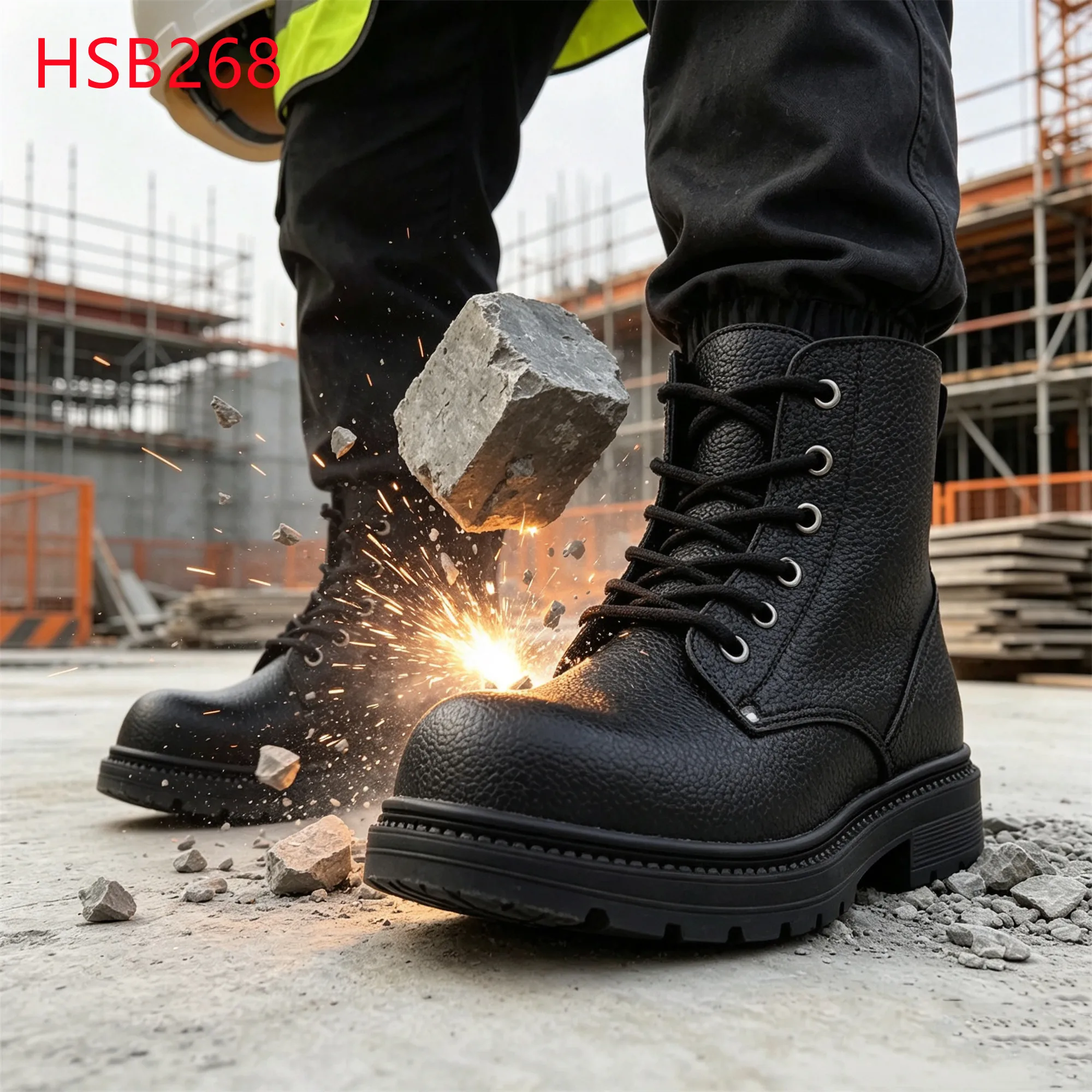 LXG,factory Mechanic Anti-scratch Embossed Leather Safety Shoes Thick Lug Stitching Sole Hua Singh Protective Work Boots HSB268