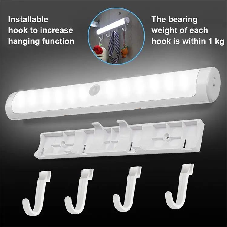 Portable Morden Detachable Adhesive Hooks LED Night Light PIR Motion Sensor Cabinet Light Indoor Bedroom manufacture