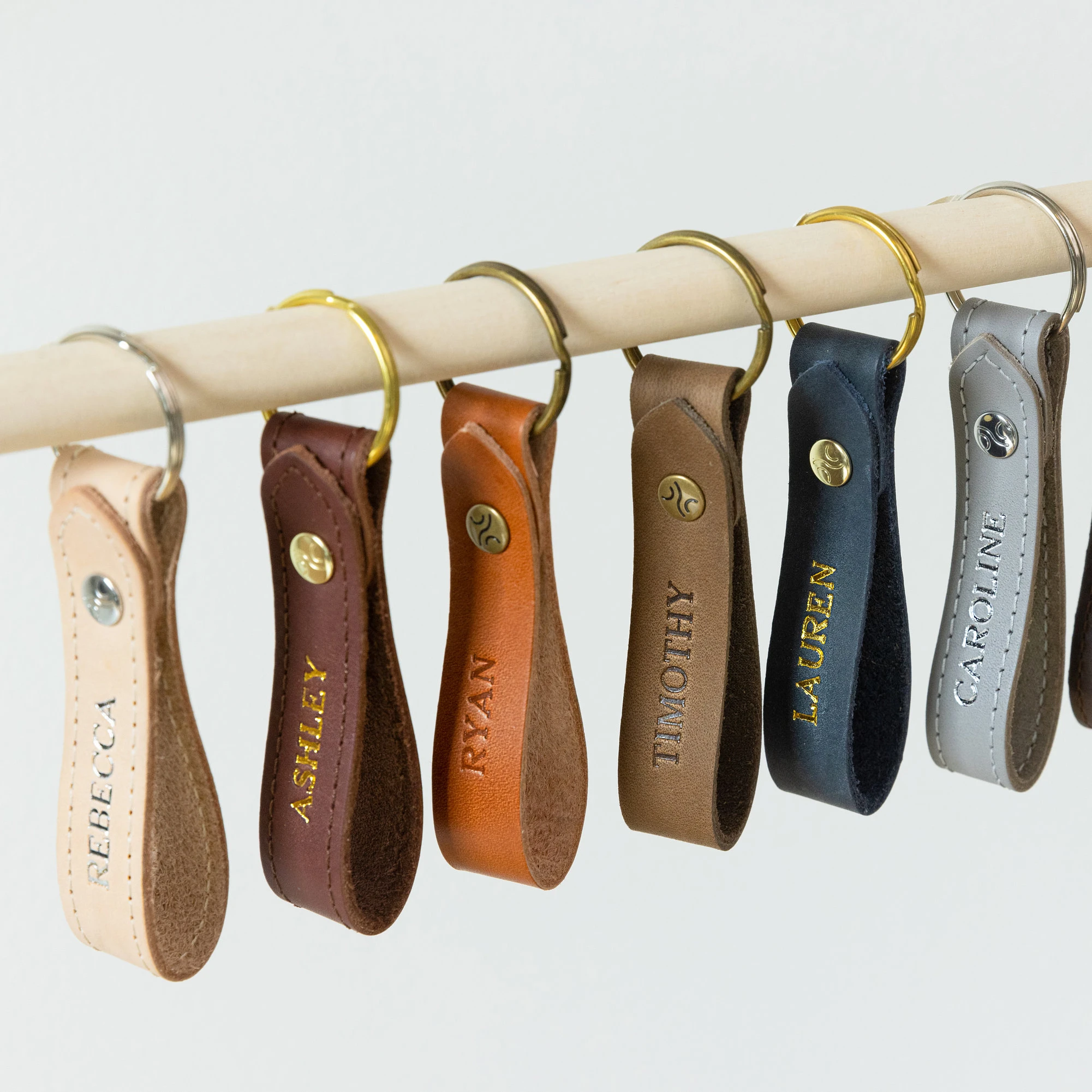 Handmade Personalized Leather Keychain Custom Leather Keychain Gift for Him