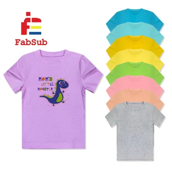Soft cotton feel Kids clothing for Sublimation Printing 190 gram Polyester t-shirt Plain Pastel Color T shirt