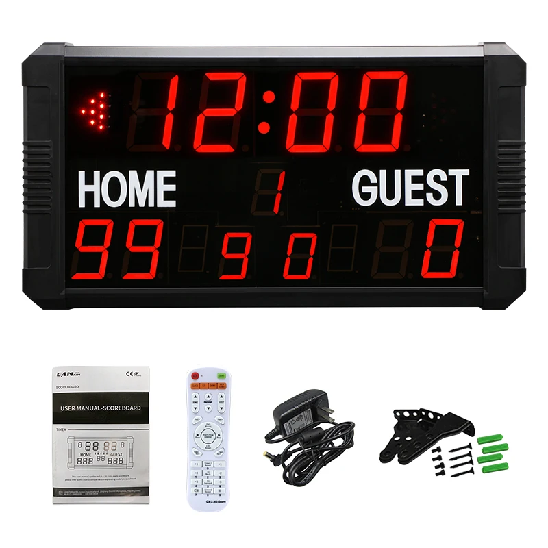 Tabellone Segnapunti Elettronico A LED Con Telecomando – Portatile Per Basket, Pallavolo, Ping Pong E Altri Sport – 5 Livelli Di Luminosità