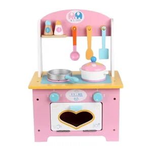 Global Top-seller Children's Wooden Pink Love Kitchen Juguetes Educational Simulations Pretend Toys for Kids Boys Girls CE