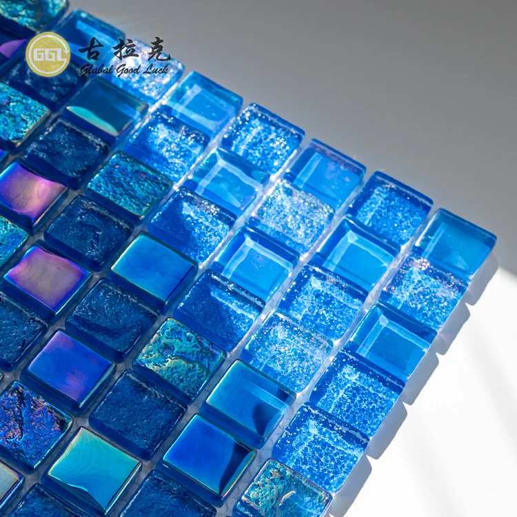 Wall Decoration Rainbow Crystal Glass Mosaic Swimming Pool Mosaic Tiles supplier