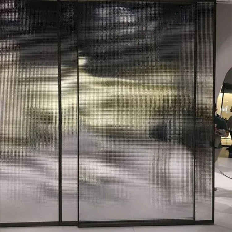 Temperable Toughened Figured Pattern Grey Glod Ultra Clear Coated Fluted Reeded Moru Glass Panel for Partition Door Window