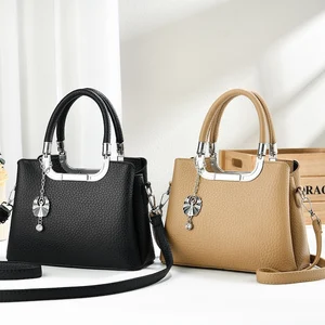 Pebbled PU Leather Crystal Charm Cartera Mujer Women's Handbag Tote Bag Fashion Ladies Bag 2026 New Arrival