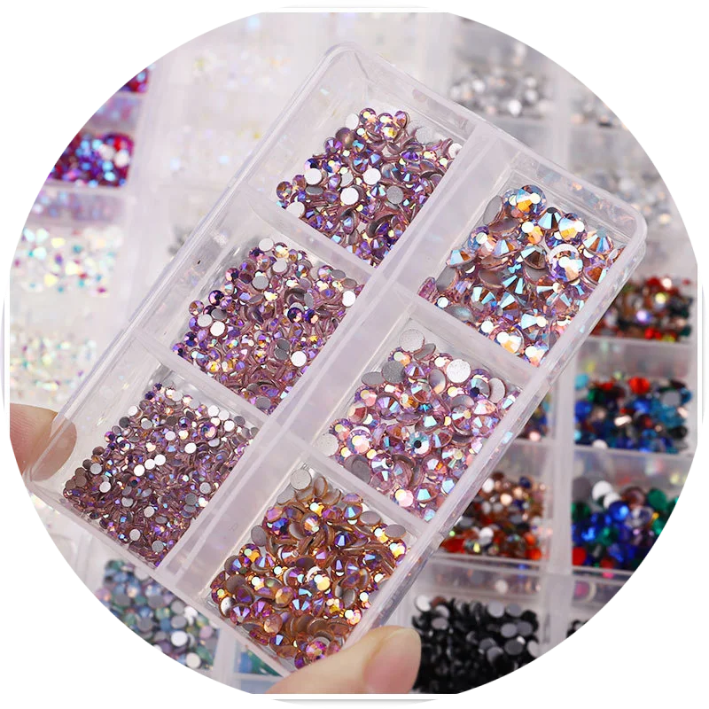 RTS Hot Sale Luxury  Nail Decoration Jewellery Charms Crystal AB Diamonds Kits Nail Glitter 3D Nail Rhinestone Sets