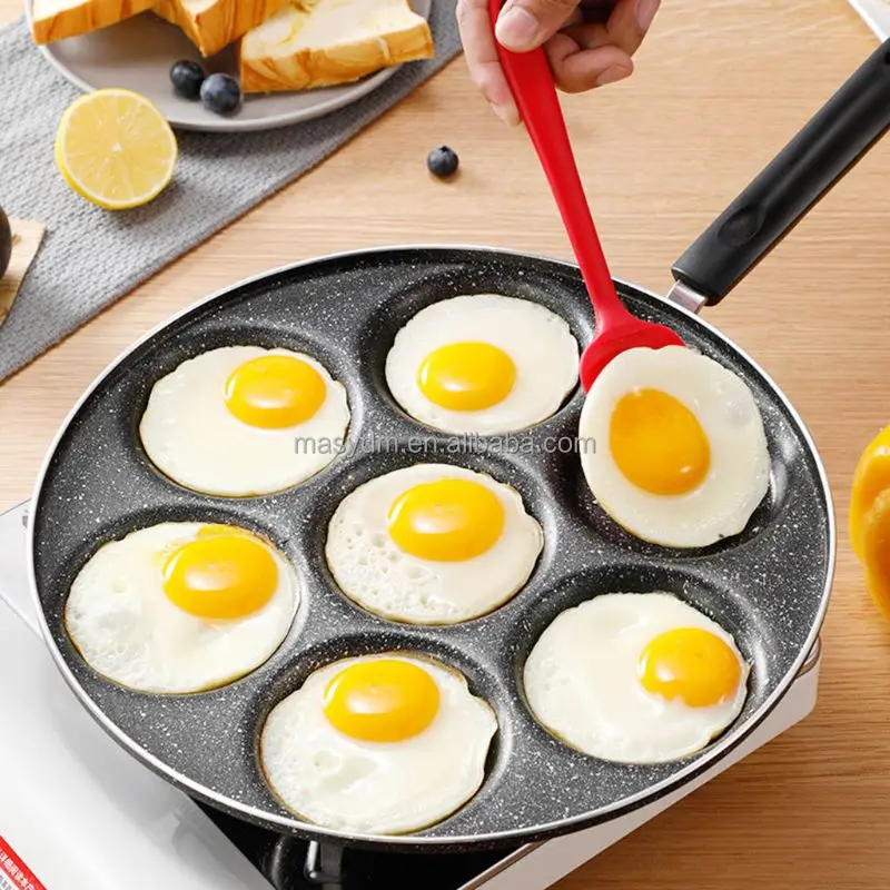 aluminio antiadherente de 4 orificios Tortilla para panqueques Sartén para huevos Olla para freír Máquina para el desayuno Utensilios de cocina Sartén para panqueques Olla para huevos 