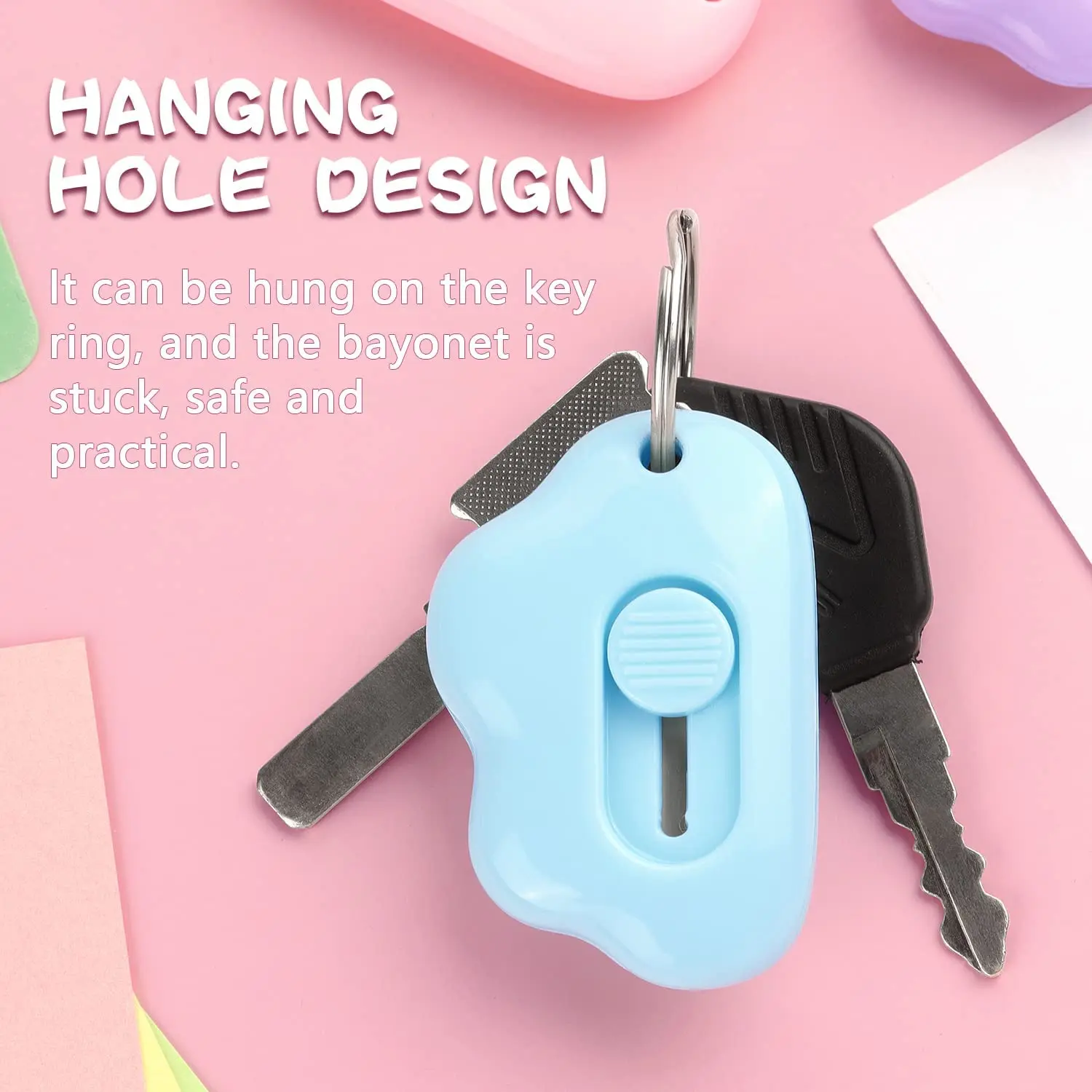 Mini Box Cutter Utility Retractable  Knives Letter Opener Envelope Cloud Shaped Carton Portable Cutter with Key Chain Hole