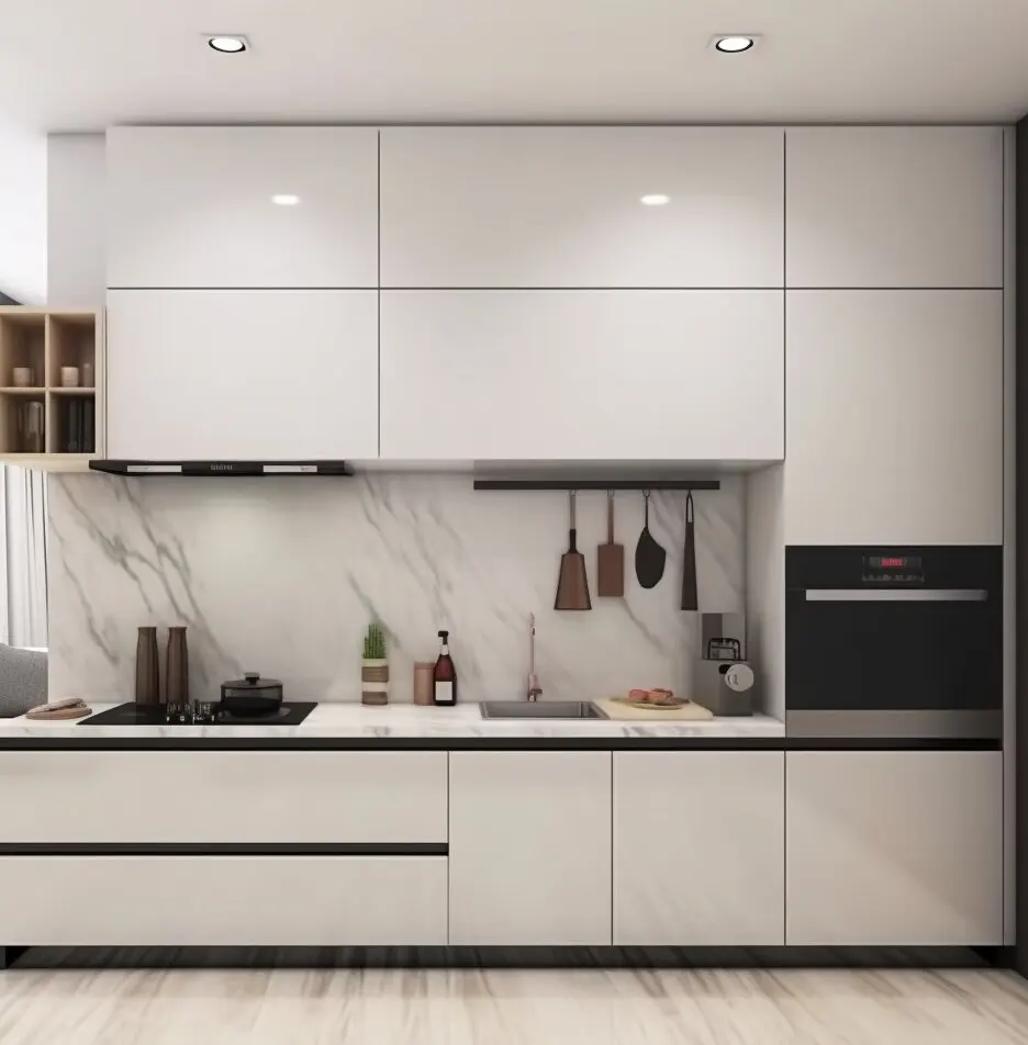 Wholesale White Modern Kitchen Design Cheap Melamine Kitchen Cabinets Wooden Kitchen Set