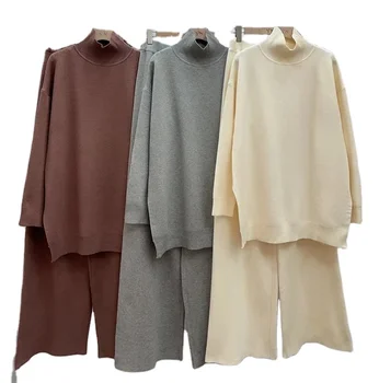 Casual Solid Color Pullover oversize winter Women's Sweaters set muslim women dress