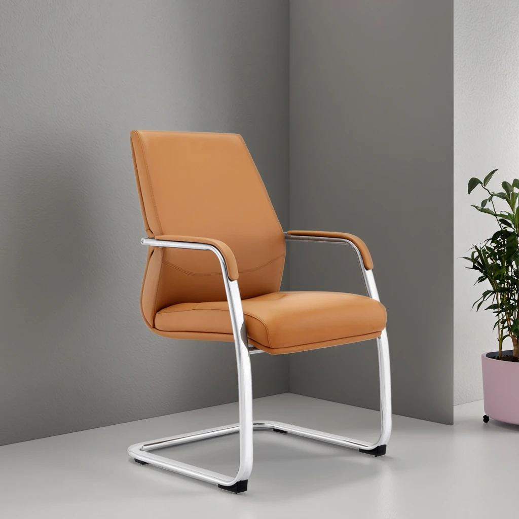 Modern Chrome Frame Guest Chair Removable Seat Cushion Compact Office Solution 3