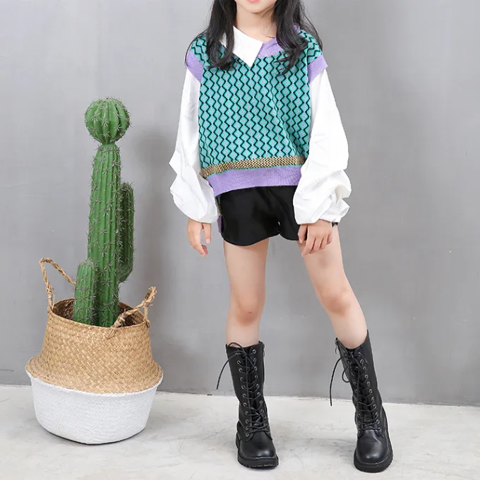 RT1234 модные зимние сапоги для девочек, теплые плюшевые сапоги до колена для девочек, кожаные сапоги