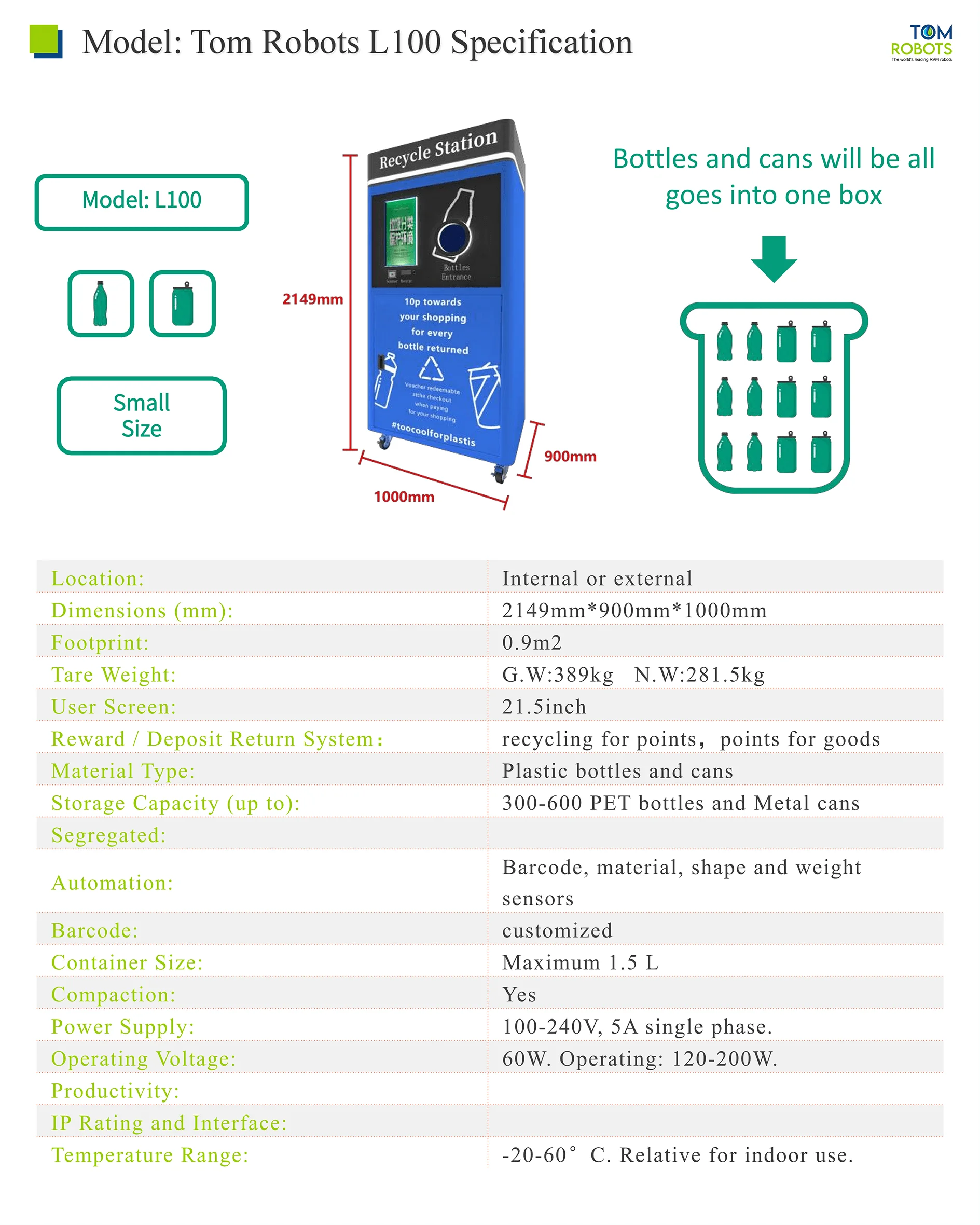 Rvm reverse Vending Machine For Plastic Bottle And Aluminum Can Rewards For Recycling Compactor