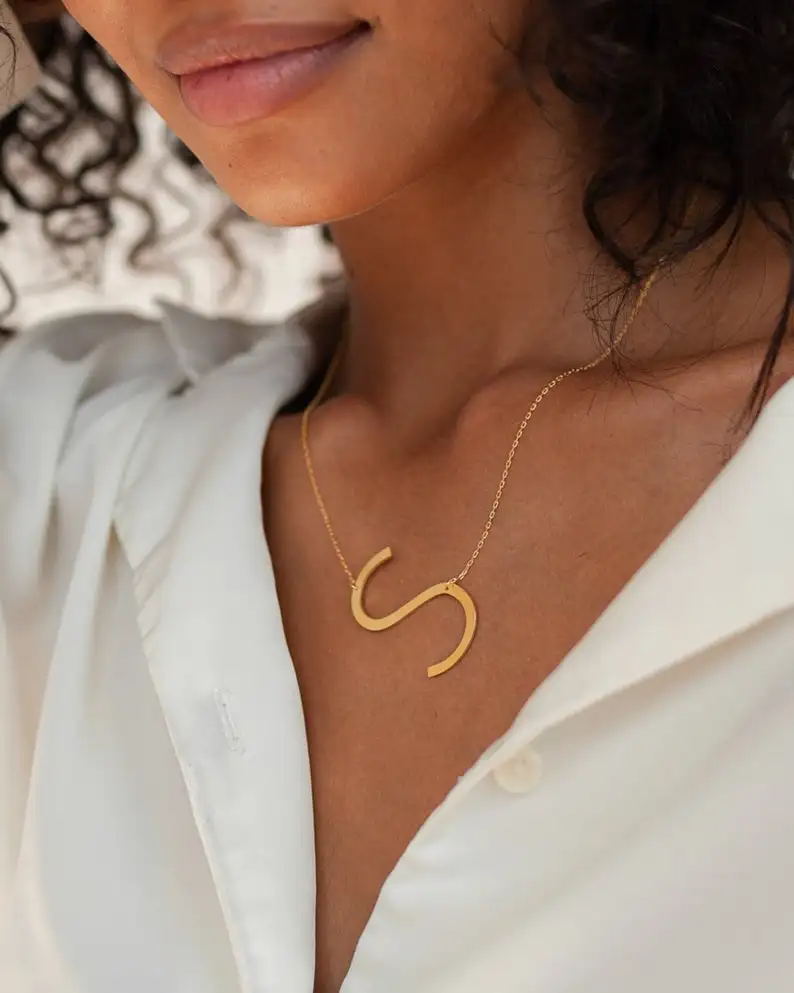 Sideways Large Initial 925 Sterling 