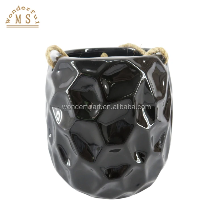 New Hot Sell custom ceramic small planter pot Reactive effect Glazing Mini succulent flower plant pots with wood stand