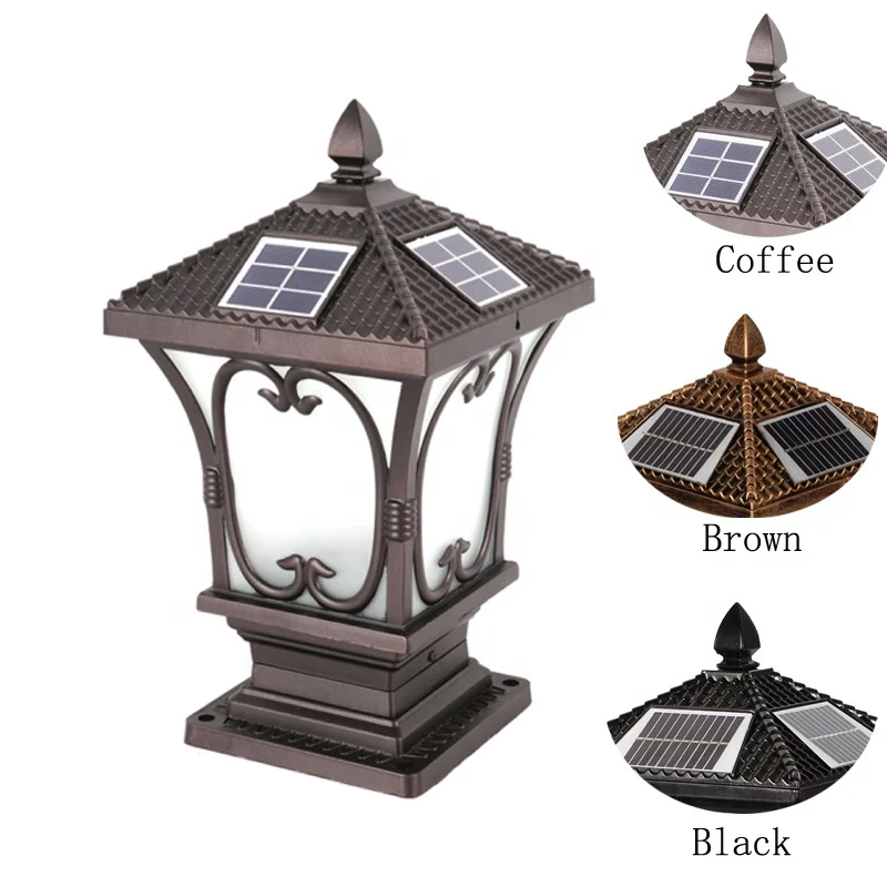 Черный алюминиевый корпус 4 Вт ограждение столб освещение ворота домашняя Водонепроницаемая Солнечная