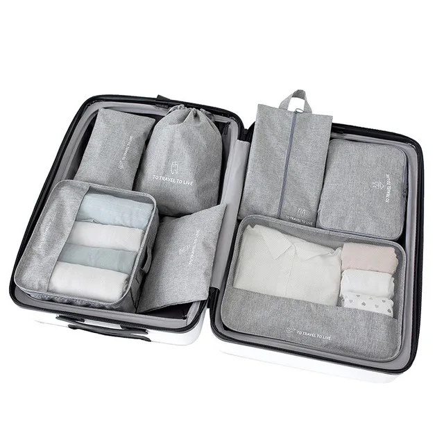 BA Packing Organizers and Travel Set in Gingham Linen, 7-pack