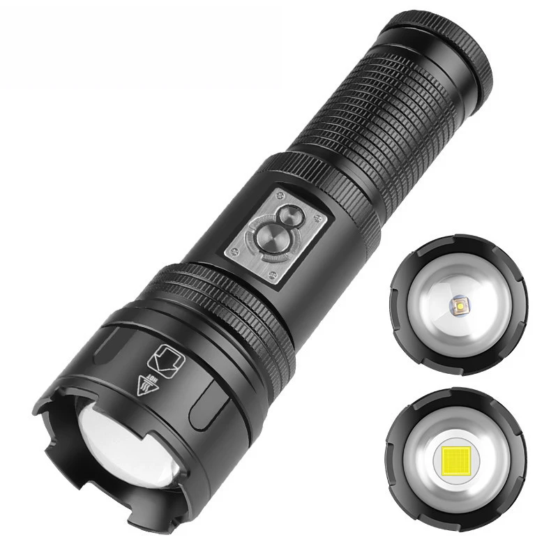 White Laser 2200lm Dimmable Tyep-C Charge Aluminium Alloy Flashlight Tactical Led Torch Light Long Range Camping Flashlight