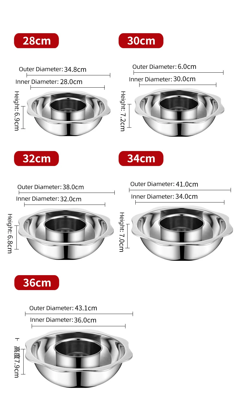 On Sales Promotion Gift Good Price Sun Shape Stainless Steel 0.8mm Family Shabu Shabu Hot Pot Soup Casserole Cooking Hotpot