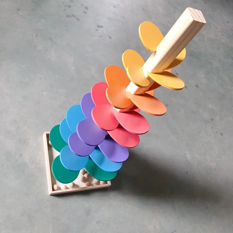 JIAWEIIY Montessori Kit d'arbre musical arc-en-ciel avec perles en bois,  jouet éducatif en