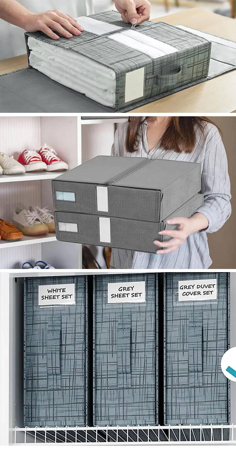 Fabric Cardboard Quilt Bed Sheet Storage Box Folding Bedding Storage