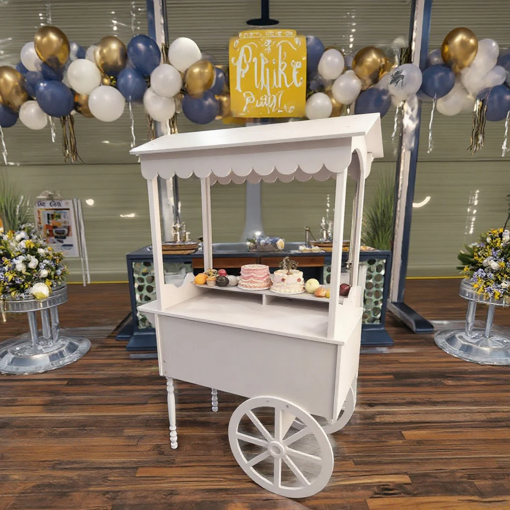 Customizable Collapsible Candy Car with Floral Wheels for Wedding Children's Christmas Party & Dessert Candy Bar Cart Decoration