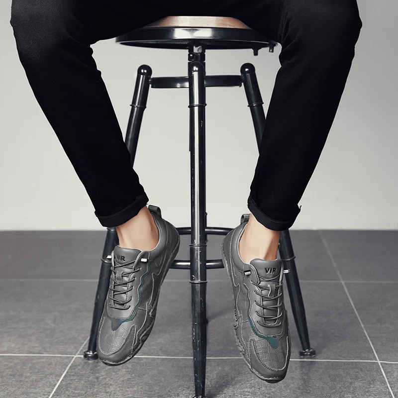 Men's casual shoes outdoor men's shoes spring new handmade large size stitching all-match business leather shoes men