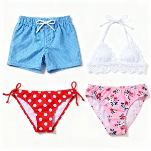 Custom Design Sun protection Hawaiian Palm Trees 4-way Stretch Fabric Swimsuits Bikini Swimwear Boys Swim Boxers Beach Shorts