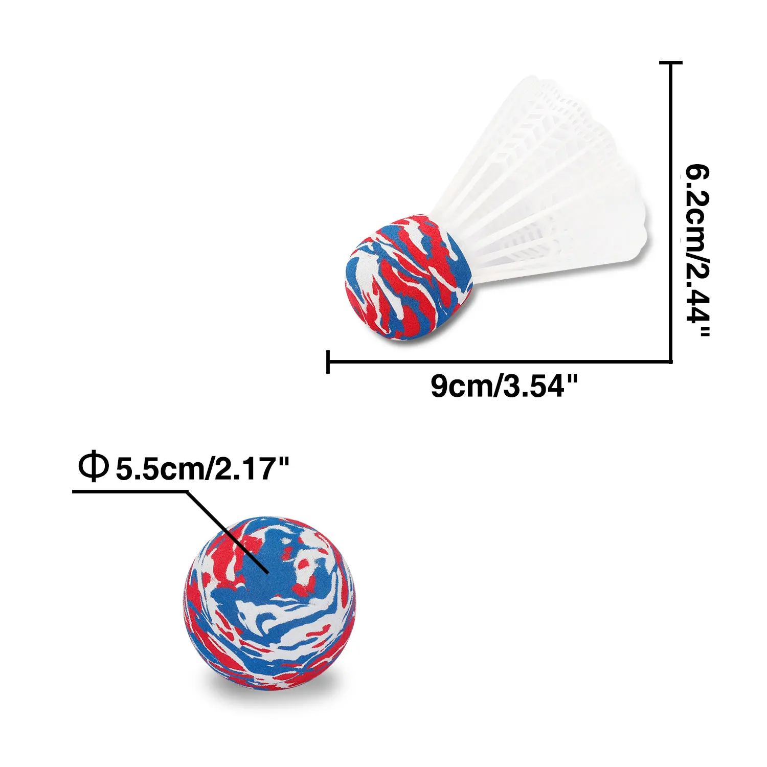 Racchette Da Tennis Per Bambini - 2 Racchette In Plastica, 4 Palline Schiuma E 6 Volani, Per Giocare All'Aperto (3+ Anni) - Foto 8