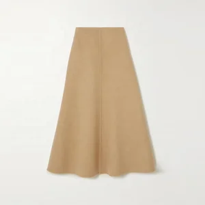 Clothing Manufacturer Custom Spring Autumn Brown Elegant Casual Midi Wool Cashmere Woman Skirts