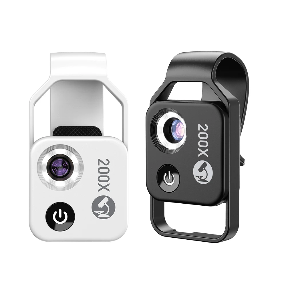 APEXEL Universal Clip 2022 New Mini Mobile Phone Microscope Magnifier 200X Optical Microscope Camera Lens with LED Lights
