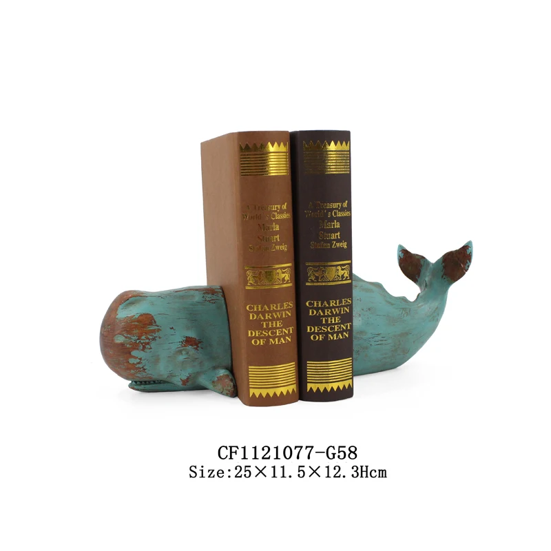 Hand-made Resin Wood-look Sperm Whale Bookend Sculpture For Nautical Decor Gift factory