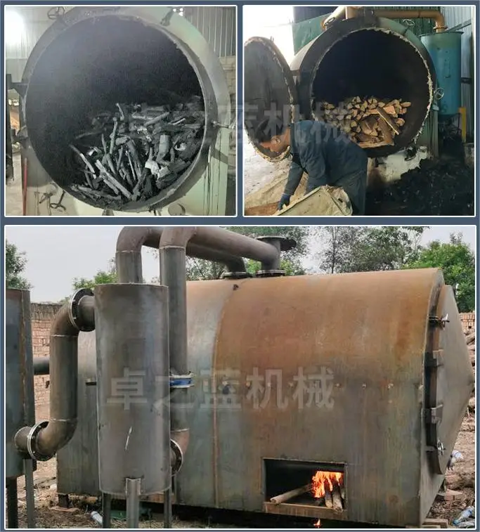 Sawdust Converting in to Charcoal Carbon bar Making Machine / Wood Burning Charcoal Carbonization Furnace Maker Stove in India