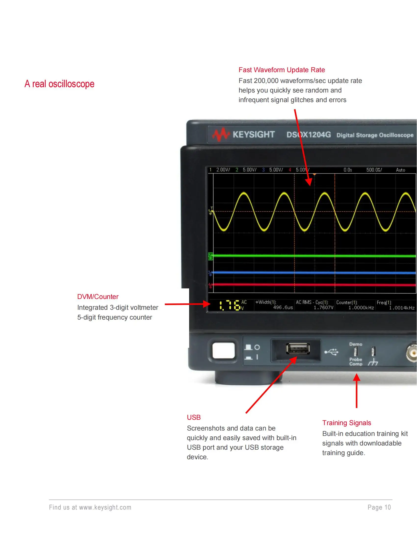 Keysight Dsox1202a Basic Oscilloscope 70/100/200 Mhz 2 Analog Channels ...