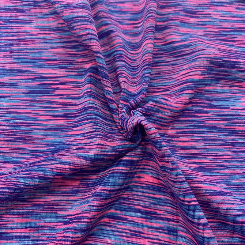 Space Dye 90 Polyester 10 Spandex Single Jersey Yarn Dyed Elastic