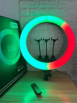 MJ56 22 Inch RGB Selfie Ring Light With Tripod Stand&3 Cell Phone Holder&Remote Control 22 Inch RGB Ring Light detail image