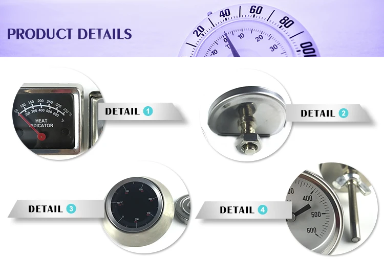 Двухметаллический термометр для барбекю, гриля, духовки, 3 дюйма