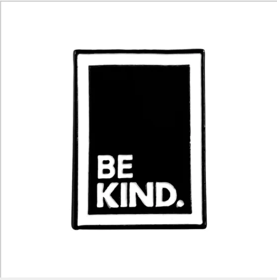 Pins Manufacturer Metal Simple Black White NICE MAN Badge Cartoon Square Hard Soft Enamel Pin Custom Be Kind Lapel Pin Letter