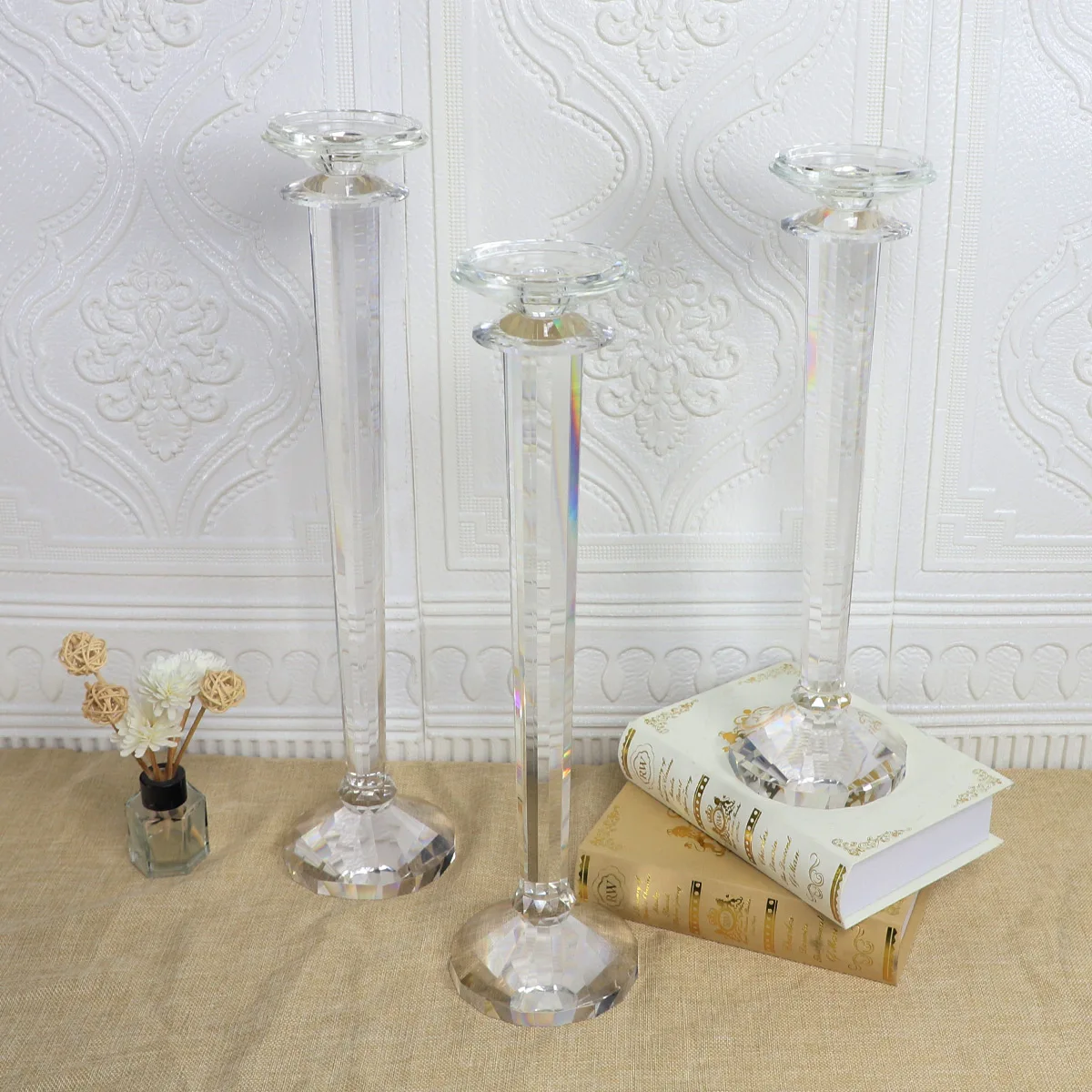 Decorating ideas crystal tealight bulk glass candle jar holders in china centerpieces supplier