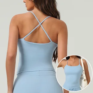 Roregal 2026 New Custom Cross-Back Workout Sports Fitness Vest Running Yoga Sports Wear Yoga Tank Top With Chest Pad
